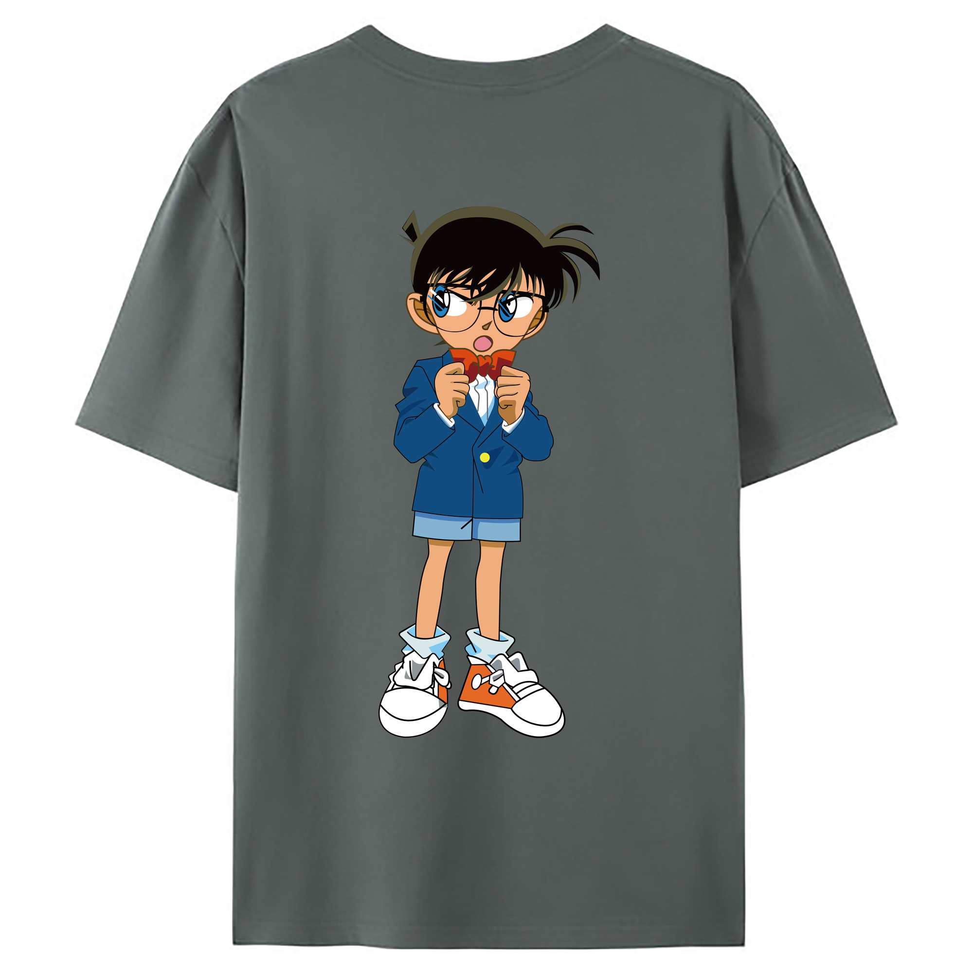 （画像用） 名探偵コナン 江戸川 コナン Detective Conan Conan Edogawa 綿100％ メンズ半袖Tシャツ（バックプリント） 通気性